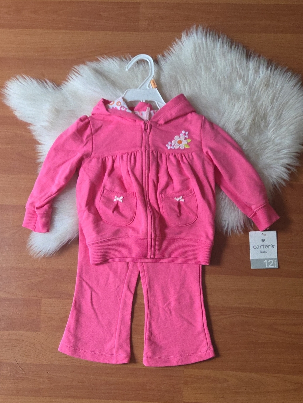 Carter's Pink Girls' Hoodie & Jogger Set. 12 Months